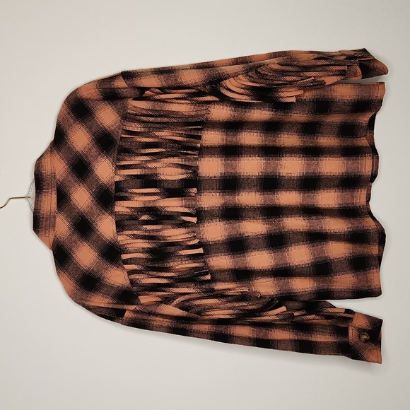 Entro Boho Fringed Plaid Shacket - Picture 6 of 9